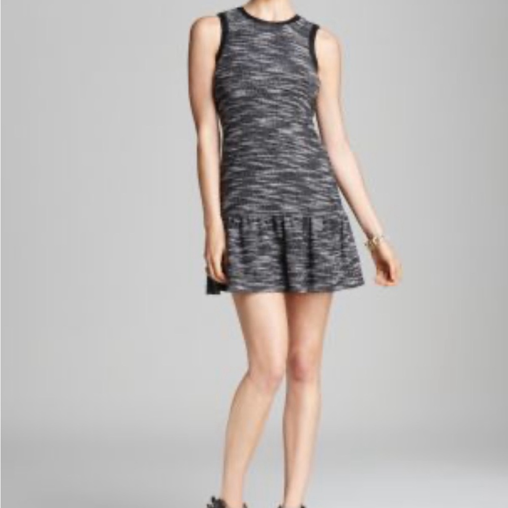 Aqua Fit And Flare Black/Gray Tweed Dress -Size L